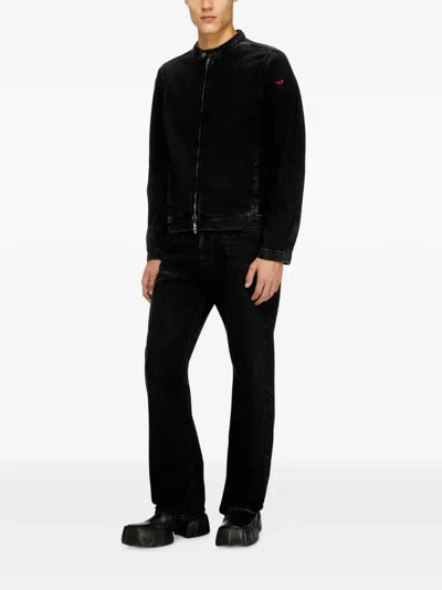 Diesel D-glory Snap-button Denim Jacket In Black