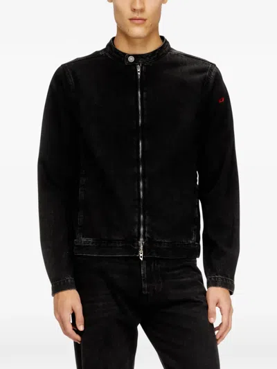 Diesel D-glory Snap-button Denim Jacket In Black
