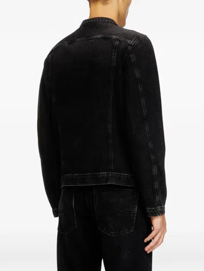 Diesel D-glory Snap-button Denim Jacket In Black