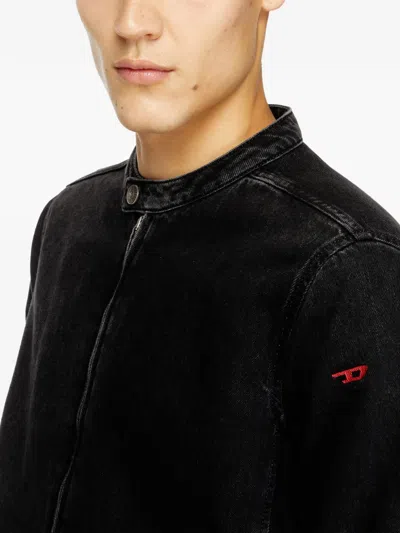 Diesel D-glory Snap-button Denim Jacket In Black