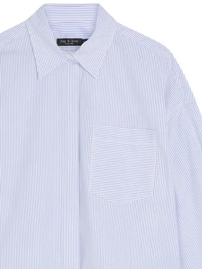 Rag & Bone Striped-pattern Cropped Shirt In Blue