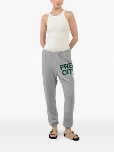 Freecity Heather Drawstring Track Pants In Gray