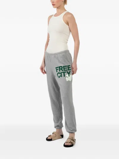 Freecity Heather Drawstring Track Pants In Gray