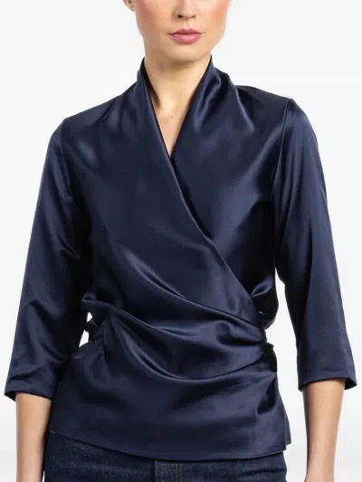 Peter Cohen Wrap Shirt In Blue