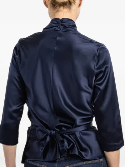 Peter Cohen Wrap Shirt In Blue