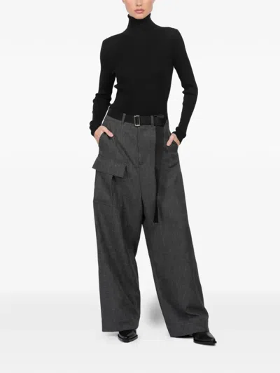 Plan C Wide-leg Trousers In Gray