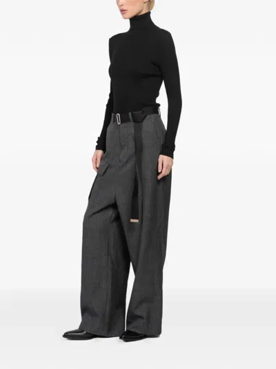 Plan C Wide-leg Trousers In Gray