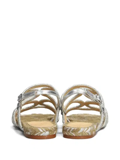 Castaã±er Pitra Braided Strap Sandals In Silver