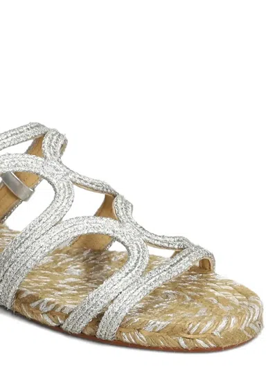 Castaã±er Pitra Braided Strap Sandals In Silver