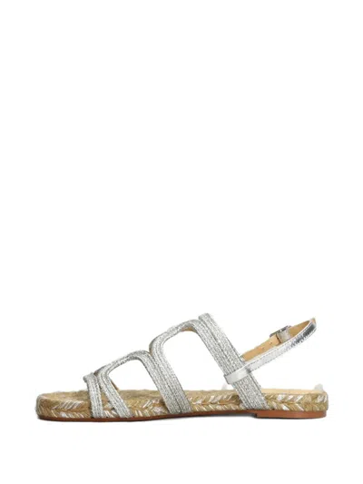 Castaã±er Pitra Braided Strap Sandals In Silver