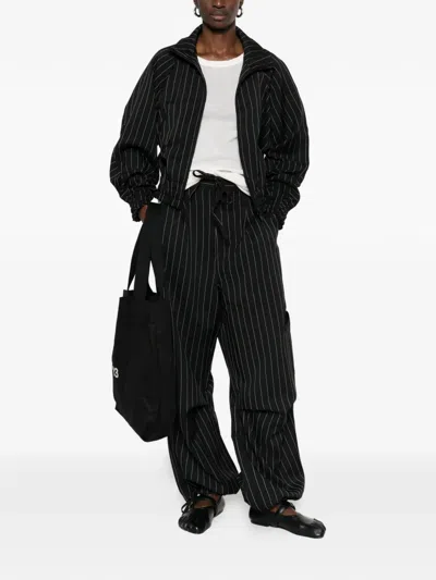 Y-3 Stripe-pattern Bomber Jacket In Black