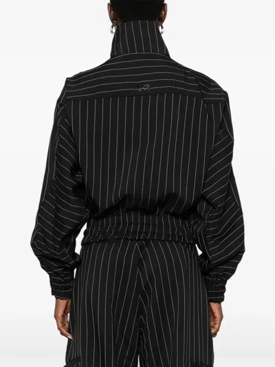 Y-3 Stripe-pattern Bomber Jacket In Black