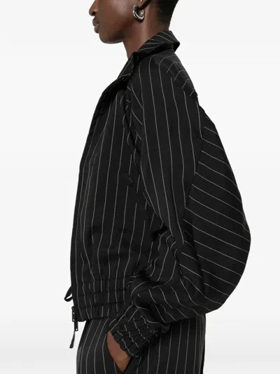 Y-3 Stripe-pattern Bomber Jacket In Black