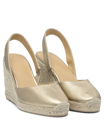 Castaã±er Castañer Gold Rubber Espadrilles In Gold