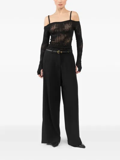 Isabel Benenato Lace Strap Top In Black