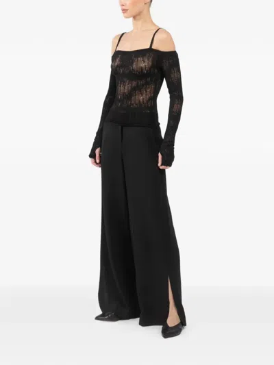 Isabel Benenato Lace Strap Top In Black