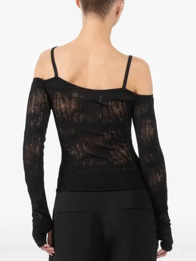 Isabel Benenato Lace Strap Top In Black