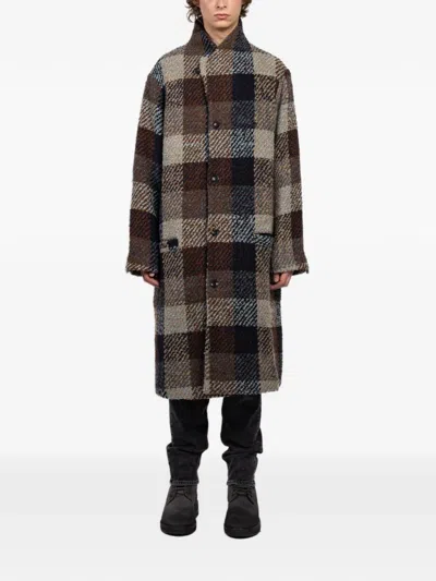 Hannes Roether Checked Buttoned Coat In Multi