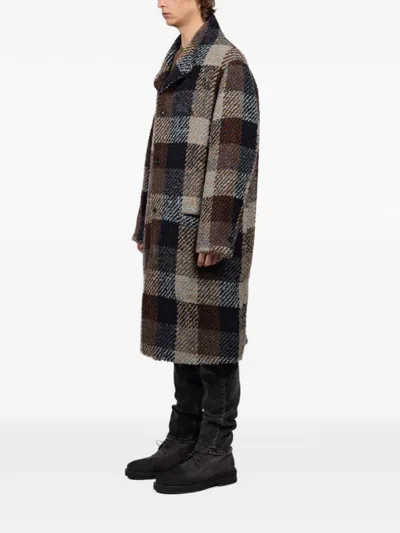 Hannes Roether Checked Buttoned Coat In Multi