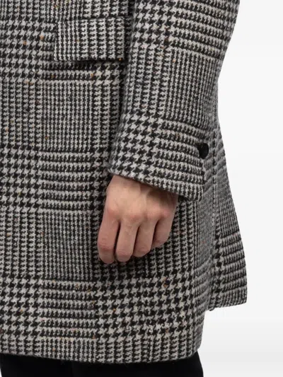 Hannes Roether Checked Buttoned Coat In Gray