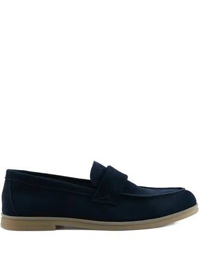 Paul & Shark Riviera Suede Loafers In Blue