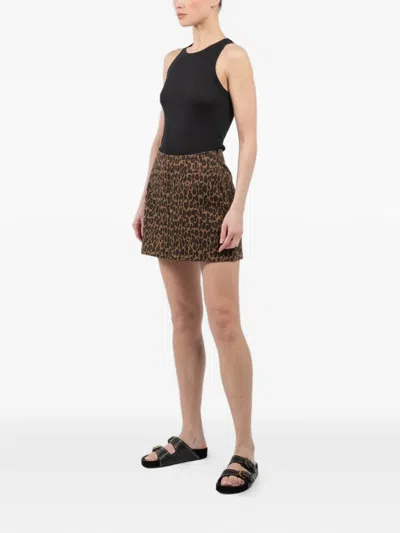Dl1961 Alma Leopard-pattern Mini Skirt In Multi