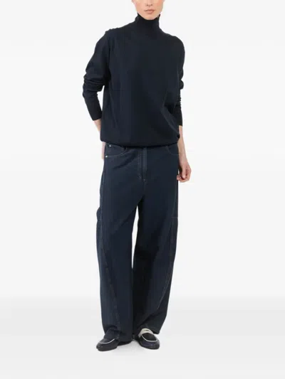 Tibi Roll-neck Top In Blue