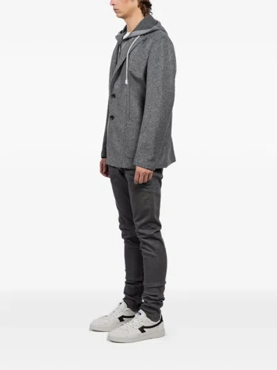 Fradi Hoodpost Button Blazer In Gray