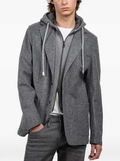 Fradi Hoodpost Button Blazer In Gray