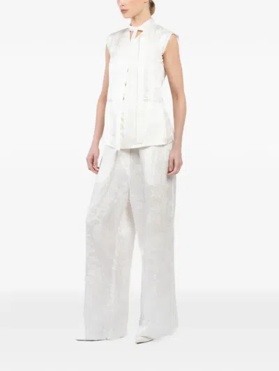 Masnada Floral-print Open-back Top In White