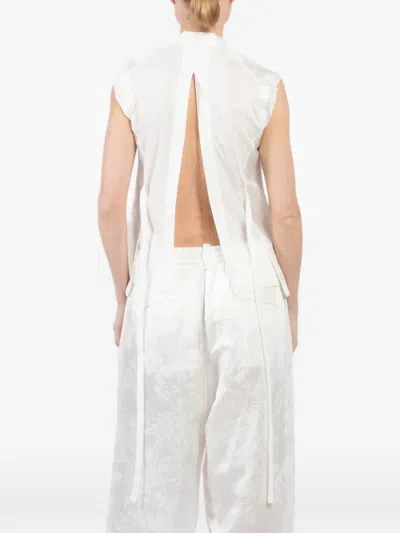 Masnada Floral-print Open-back Top In White