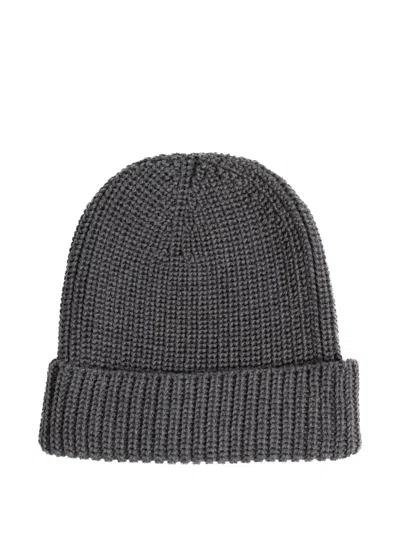 Hannes Roether Ribbed Turn-up Beanie Hat In Gray