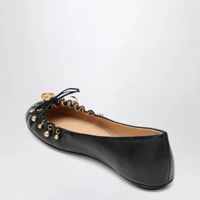 Chloé Bow Ballerinas Gold-tone Embellishments In Black