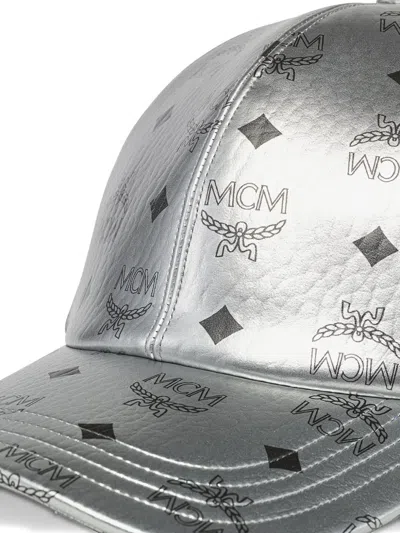 Mcm Monogram-print Baseball Cap In Silver