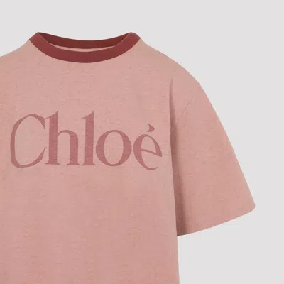 Chloé Pink Cotton Oversized Logo T-shirt In Pink
