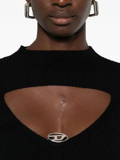 Diesel Ribbed Top With Keyhole Neckline In Multi