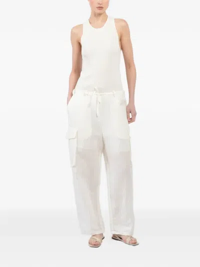 Masnada Drawstring Flap-pocket Trousers In White