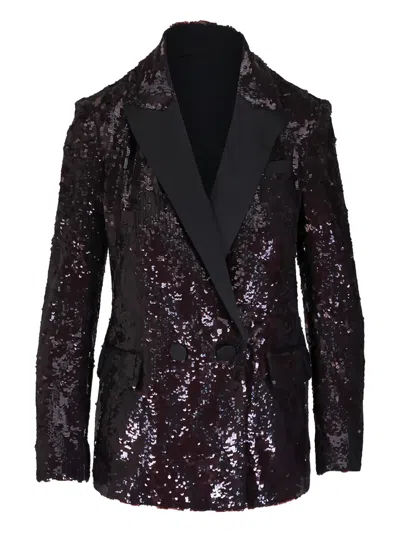Veronica Beard Sevyn Sequin Double Breasted Dickey Evening Jacket In Black