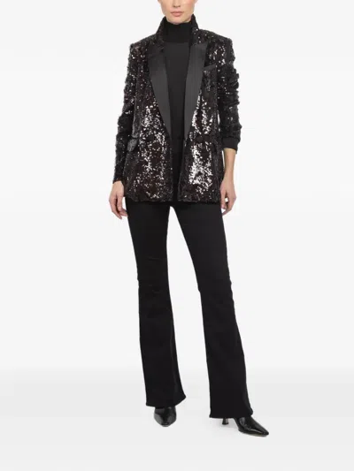 Veronica Beard Sevyn Sequin Double Breasted Dickey Evening Jacket In Black