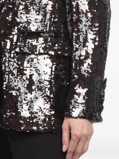 Veronica Beard Sevyn Sequin Double Breasted Dickey Evening Jacket In Black