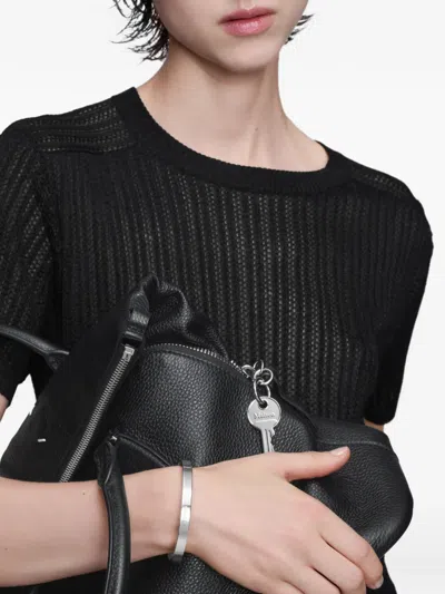 Maison Margiela Logo Reference Cuff Bracelet In Silver