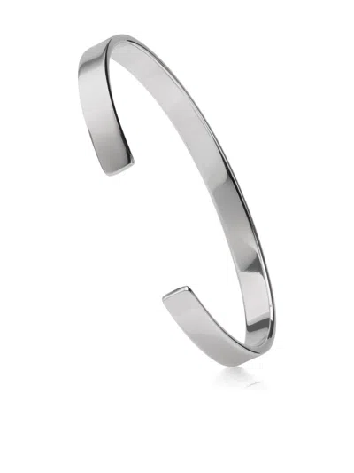 Maison Margiela Logo Reference Cuff Bracelet In Silver