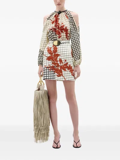 Silvia Tcherassi Jackson Geometric-print Cut-out Mini Dress In Multi