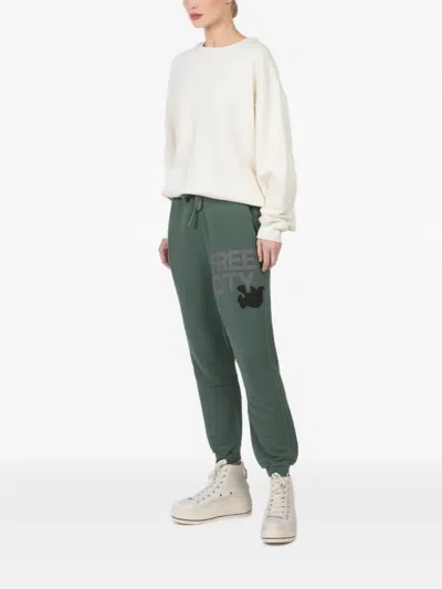 Freecity Print Drawstring Track Pants In Green