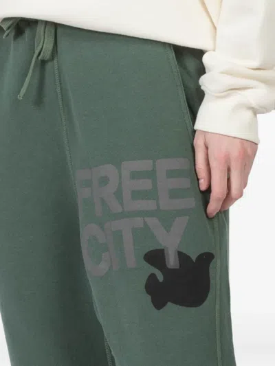 Freecity Print Drawstring Track Pants In Green