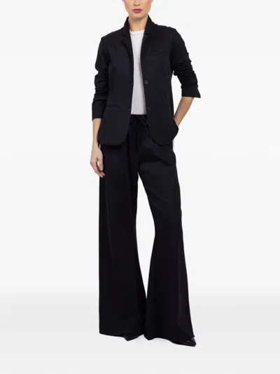 Hannes Roether Stand-up Collared Pinstripe Jacket In Black