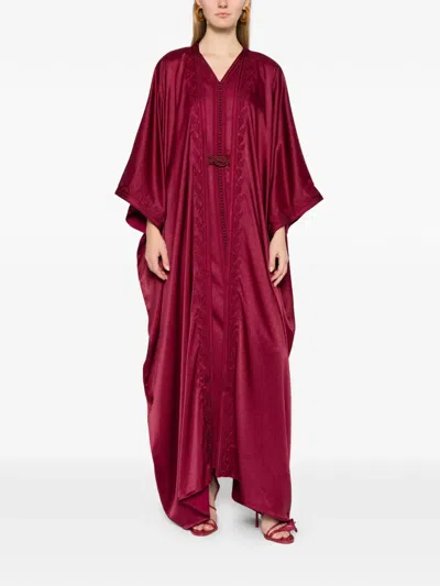 Reem Al Dhaheri Embroidered Midi Kaftan In Red