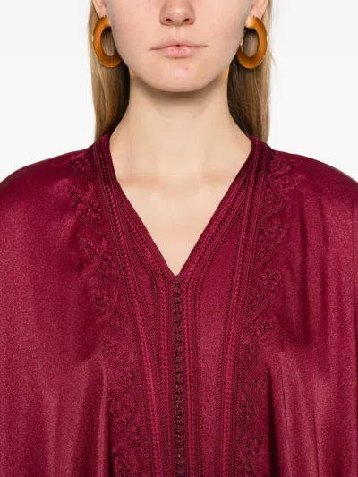 Reem Al Dhaheri Embroidered Midi Kaftan In Red
