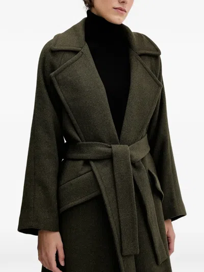 Sandro Ferrone Belted Coat In Green