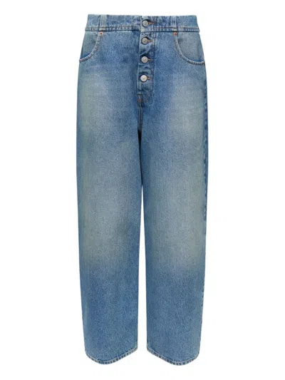Mm6 Maison Margiela Women Sky Blue Wide-leg Denim Cotton Jeans, 26 Luxury Jeans For Women Darveys